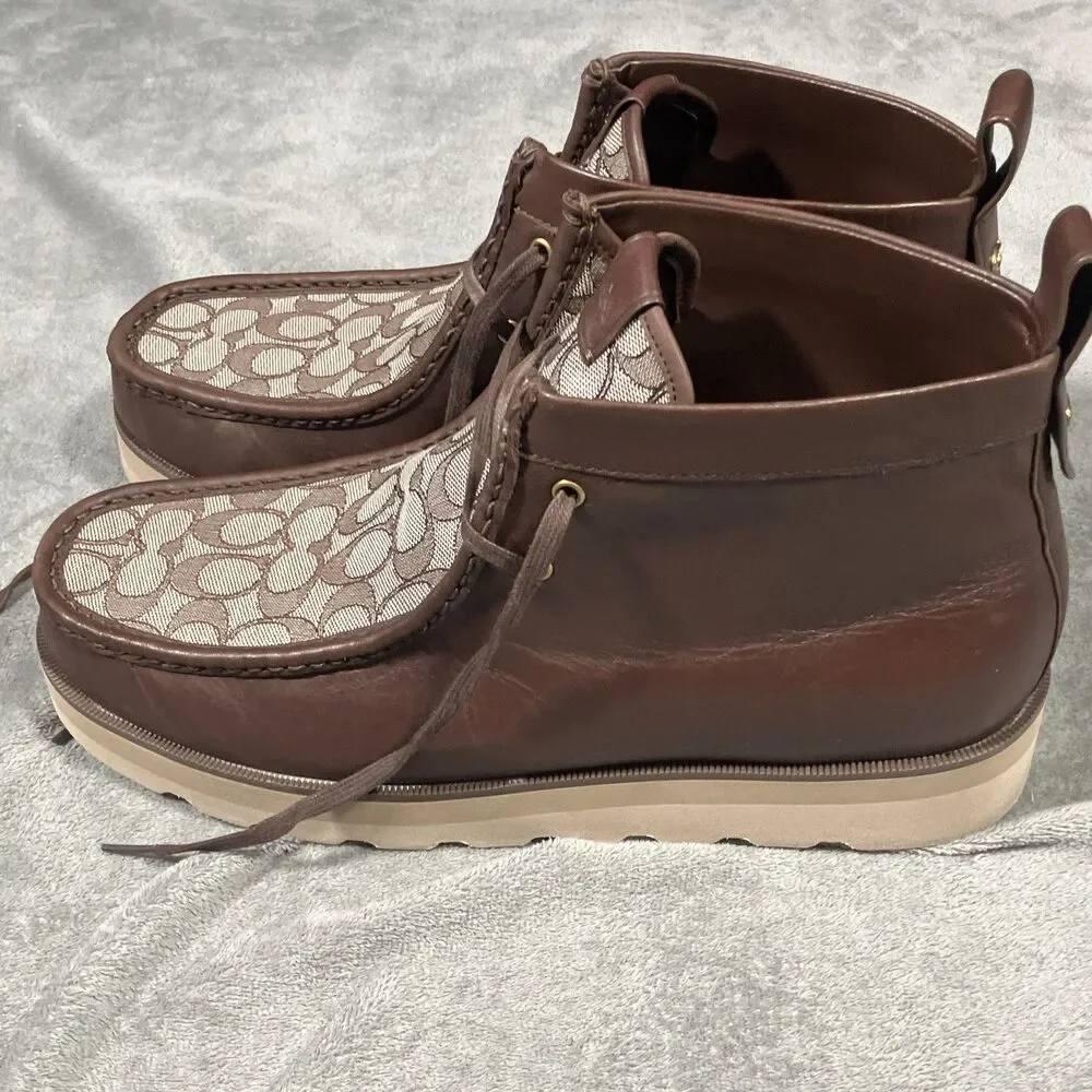 Coach Men's Size 13D Shoes Coach Signature Logo Jacquard Lace-up Boot. New